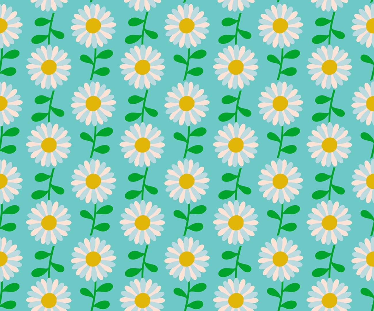 Patchwork Baumwolle - Ruby Star Society - Melody Miller - Flowerland - Field Of Flowers Retro Daisy Vintage - Turquoise